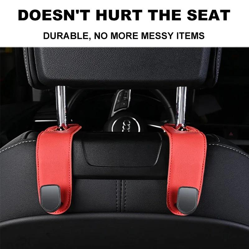 Hidden Car Back Seat Hook Headrest Suede Leather Soft Hanging Hook 20kg Load-Bearing Wear-Resistant Rear Row Hanger High Quality
