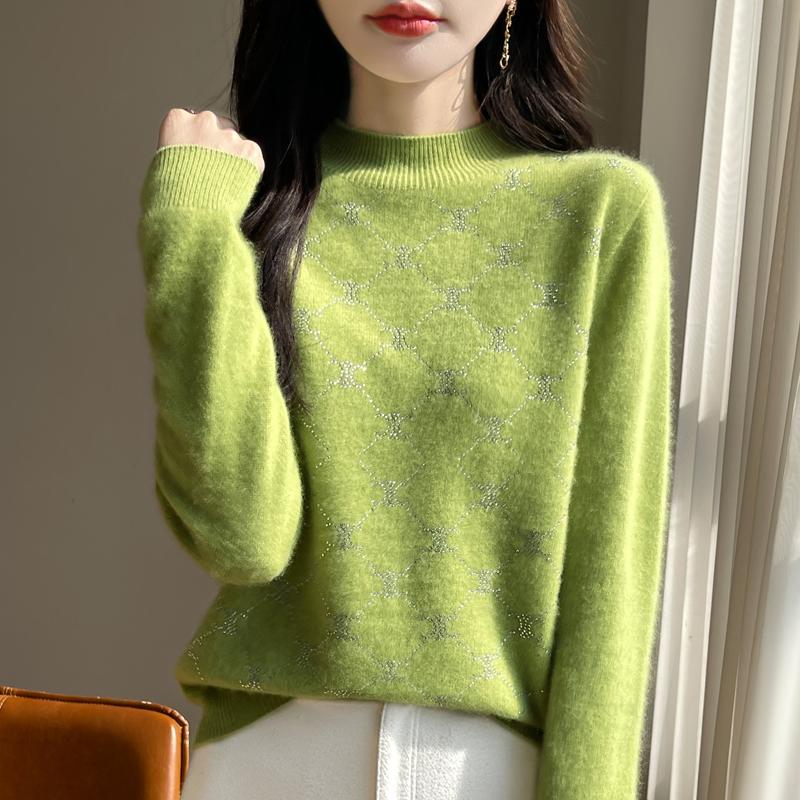 Women's Cashmere Sweater Qinghe Cashmere 30% Cashmere 70% Wool Autumn and Winter Pullover Warm and Fashionable
