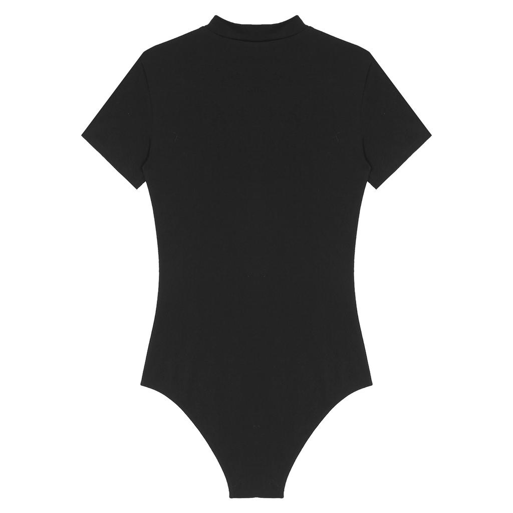 Men Crew Neck Short Sleeve Leotard Undershirt Press Button Crotch Bodysuit Casual Solid Color Skinny Jumpsuit for Daily Wear Layering