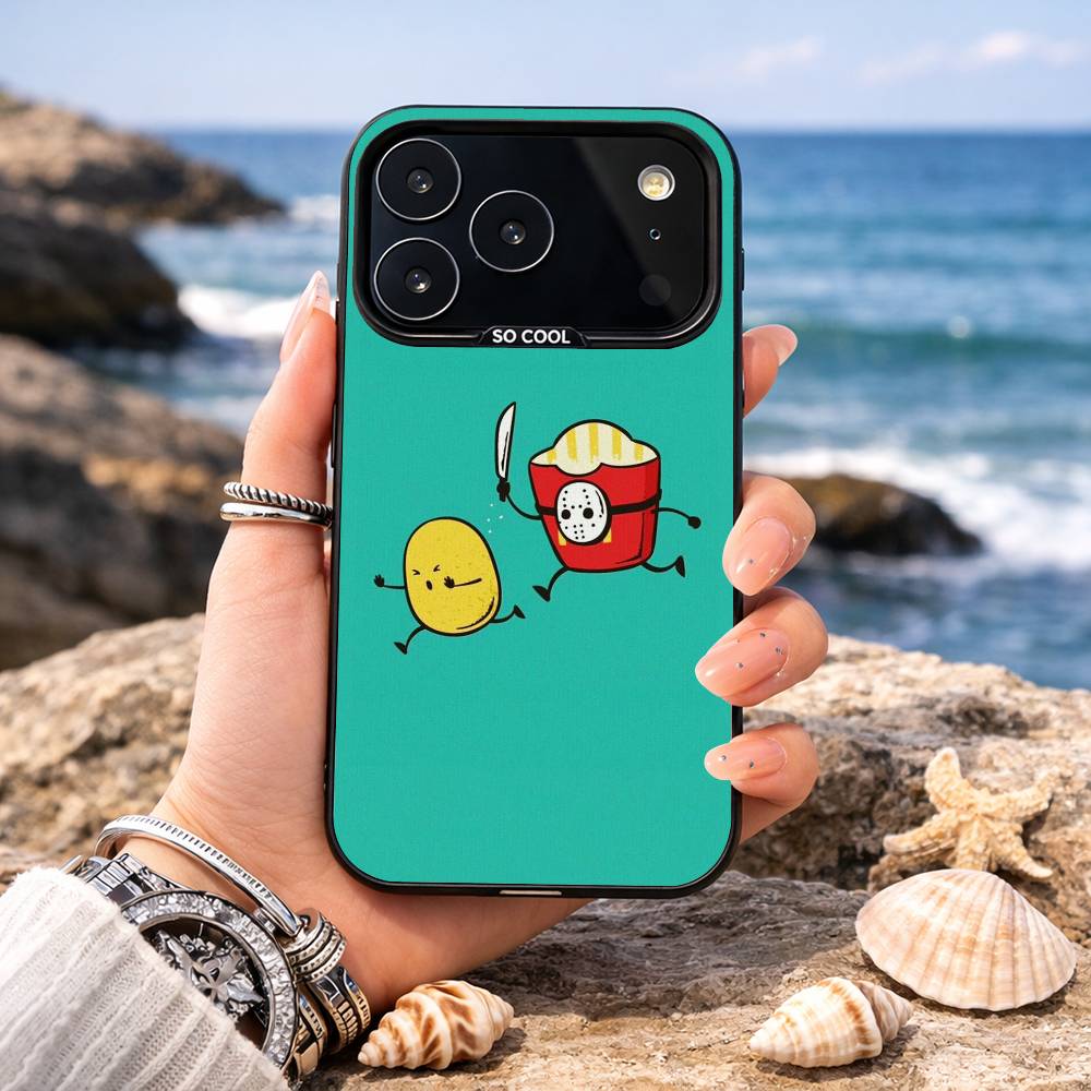 Funny Cute Food Fancy Phone Case For iPhone17,16,15,14,13,12,11,Pro,MAX Gray Matte Silicone Black Cover
