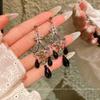 Retro Court Style Black Crystal Earrings Light Luxury Temperament Fringed Earrings Women's Year Earrings