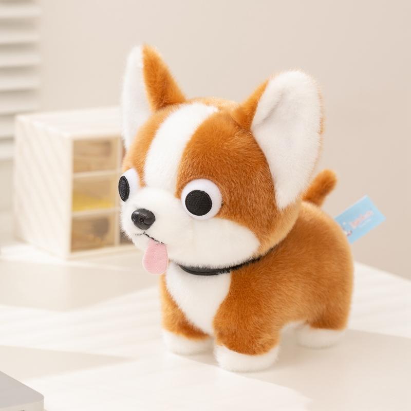 Cartoon Chihuahua Plush DollBig Eyes Stick Out Tongue Multiple Postures Dog Animal Stuffed Toy Birthday Gift for Baby Friends