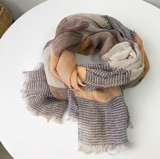 New Unisex Style Plaid Winter Scarf For Women Men Blends Cotton And Linen Long Women's Scarves Shawl 95x190cm