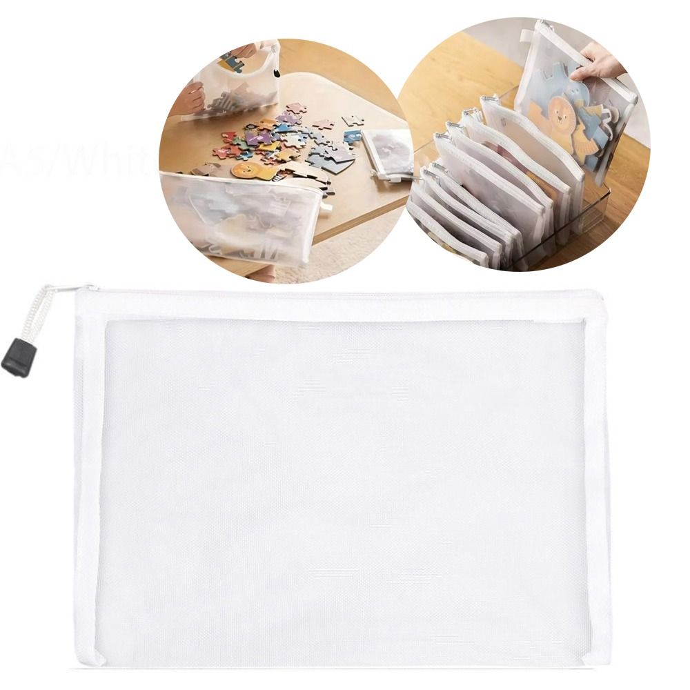 1/3/5PCS Cosmetic Organization Mesh Zipper File Bag A4/A5/A6 Document Folder Mesh Bag Moisture-proof PVC Cosmetic Bag