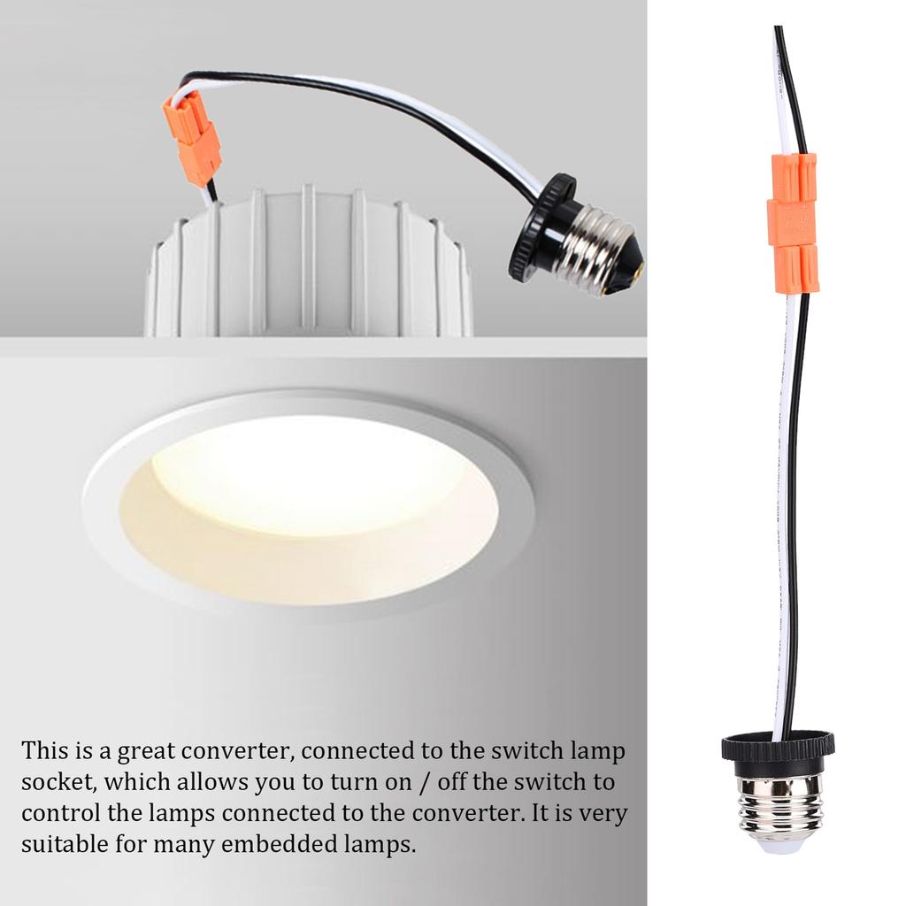 E26 Socket Adapter Screw in Light Bulb Socket Pigtail Set for Led Ceiling Lights 36cm Length 660W