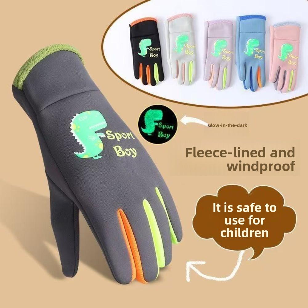 Windproof Kids Warm Gloves Night Luminous Children's Outdoor Gloves  Outdoor