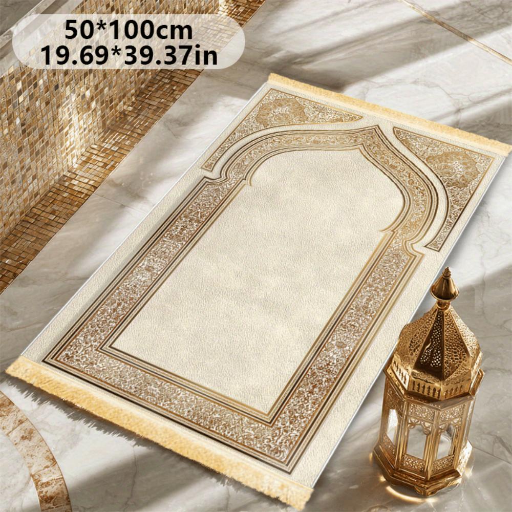 VIKAMA Arco Floreale Verde Menta Tappeto da Preghiera Islamico Poliestere Portatile Tappetino per Salah Musulmano Ramadan Vintage Decorazione per la Casa Tappeto da Preghiera