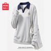 Women's Casual POLO Collar Long-Sleeve Pullover Sweatshirt