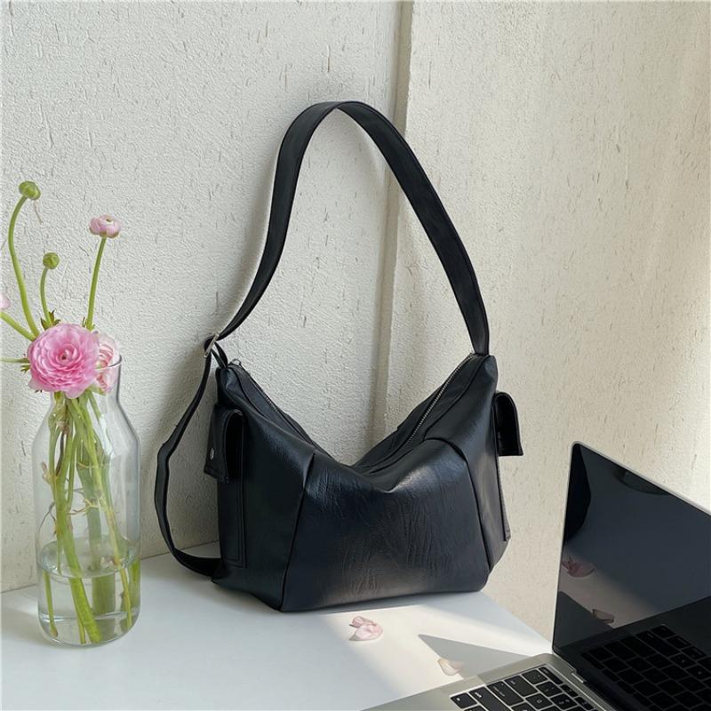 

Сумки Сумки через плечо Женские вместительные сумки с высоким чувством класса Универсальные нишевые дизайнерские сумки через плечо Модные сумки из мягкой кожи для поездок на работу чёрный