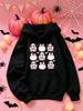 Women'S Fashion Autumn And Winter Hoodie, Cute Halloween Bow Ghost Pumpkin Grid Print, Loose Hooded Sweatshirt for Festival Daily