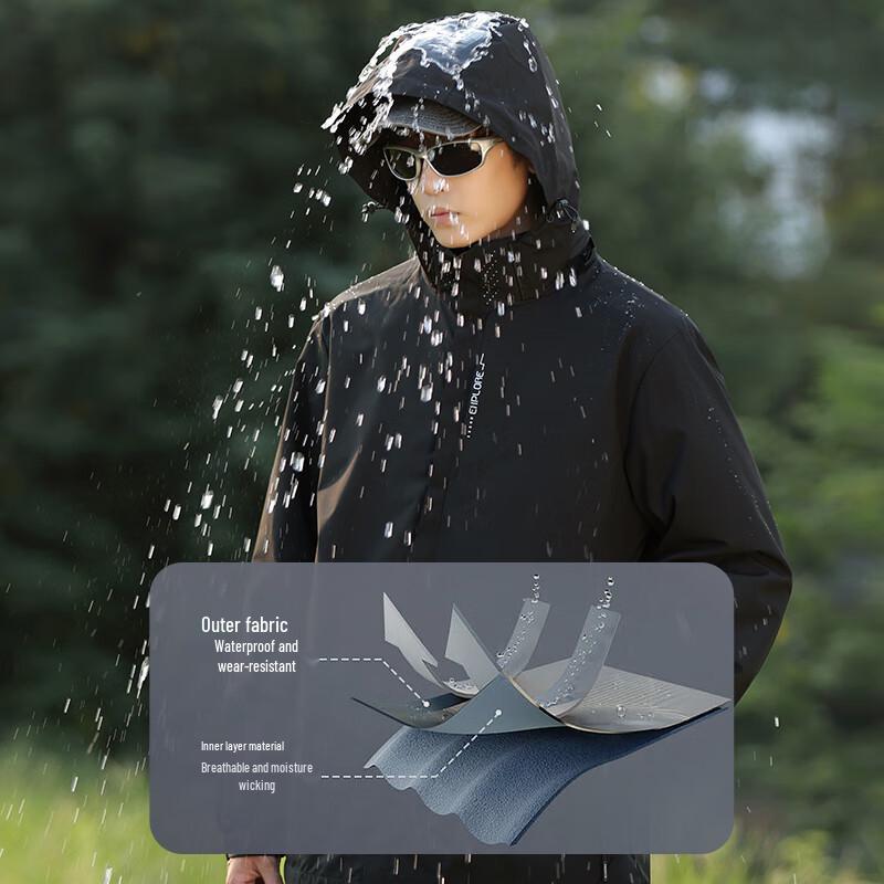 Luomeng 3-in-1 Kapuzenjacke für Paare, winddicht für den Außenbereich