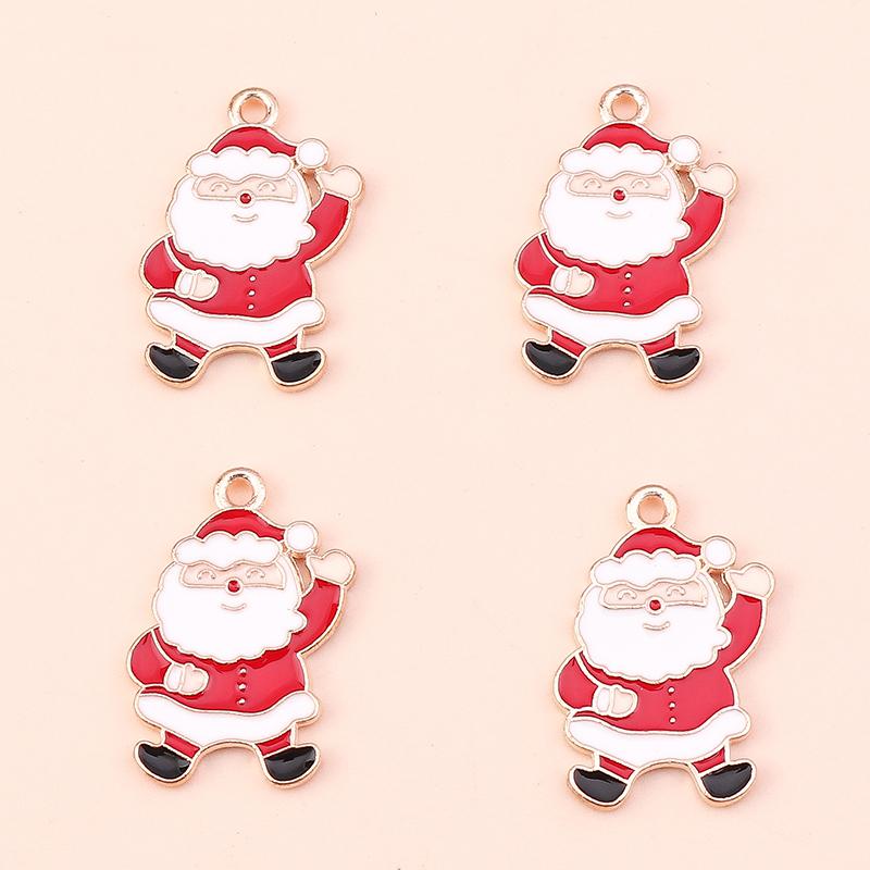 10pcs 15x22mm Cartoon Christmas Charms Enamel Santas Claus Charms Pendants for Jewelry Making DIY Necklace Earrings Accessories
