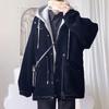 Unisex Fleece-Lined Hooded Wool-Blend Windbreaker Coat for Autumn & Winter