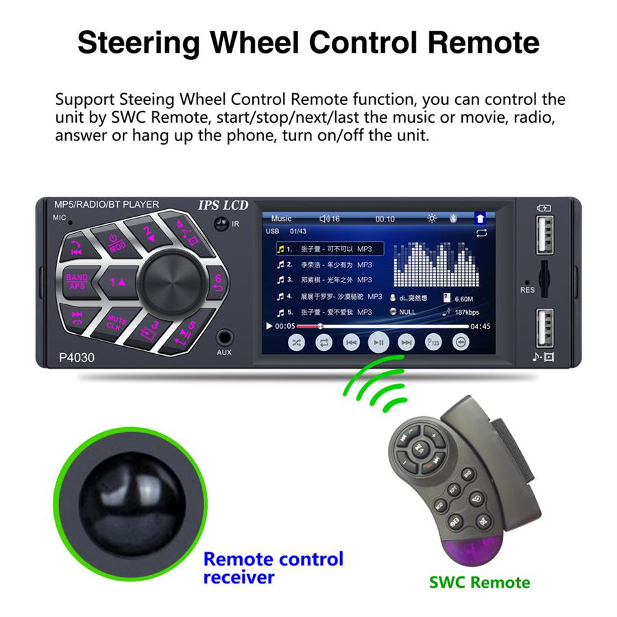 Car 3.8" IPS screen Bluetooth RMVB/MP5/Radio/Bluetooth Player FM Radio with  Dynamic Rear View Camera Support  Micophone