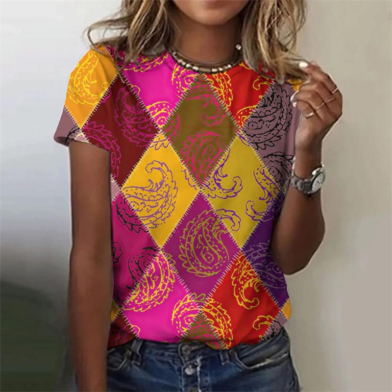 Summer Women's T-shirt New 3D Playing Card Printed Women's Large T-shirt Top Short Sleeve