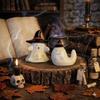 Cute Ghost Witch Hat Figurine Mini Spooky Resin Statue Witching Hour Ghost Ornaments  Dining Table
