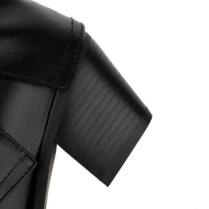 Fashion Metal Rivet Belt Buckle Western Cowboy Knee High Boots Fashion Square Headed Knight Boots Shiny Cool Spicy Girl Motorcycle Boots