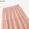 ZANZEA Women Casual Elastic Waist Solid Color Loose Long Skirts