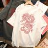 2026 Chinese Dragon Print Tshirt Unisex Oneck Harajuku Aesthetic Short Sleeve Tee Vintage Casual Streetwear Female Clothes Tops
