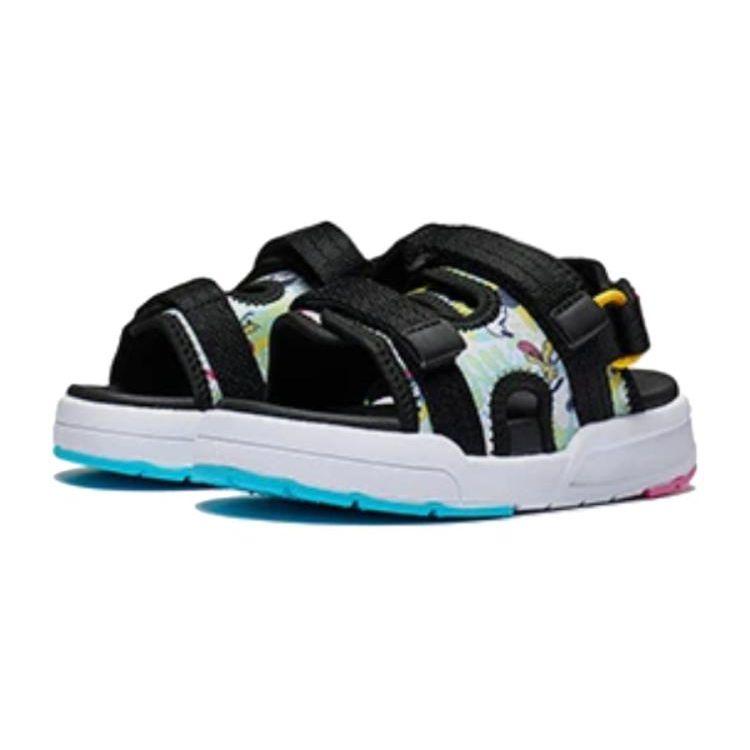 Disney X Li Ning Kids Cool Duck Color Block Non-Slip Shock Absorbing Durable Sandals Kids sandals Black White YKKT010-5