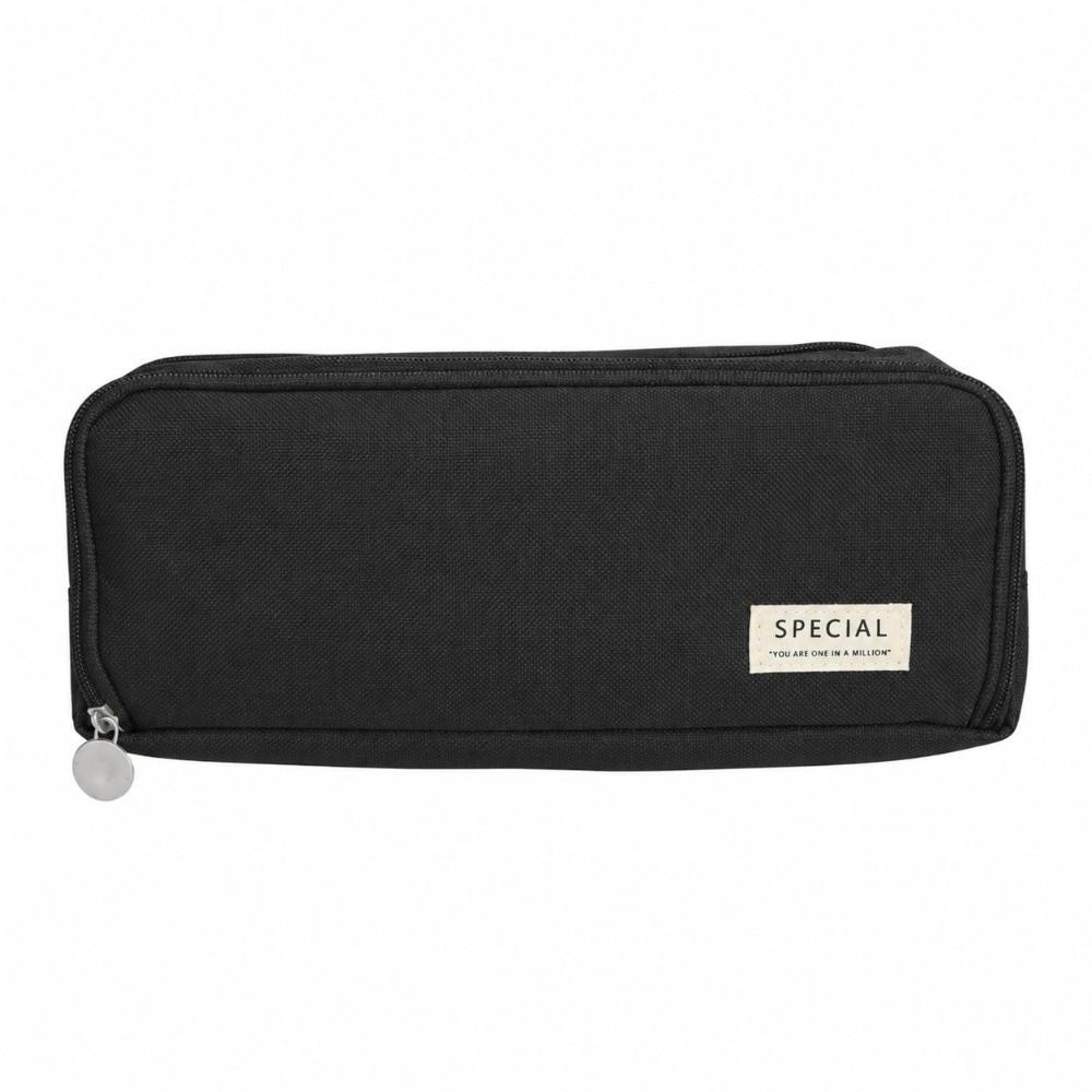 Spacious Interior Double Window Pencil Case Solid Color Solid Color Pencil Pouch Travel Organize