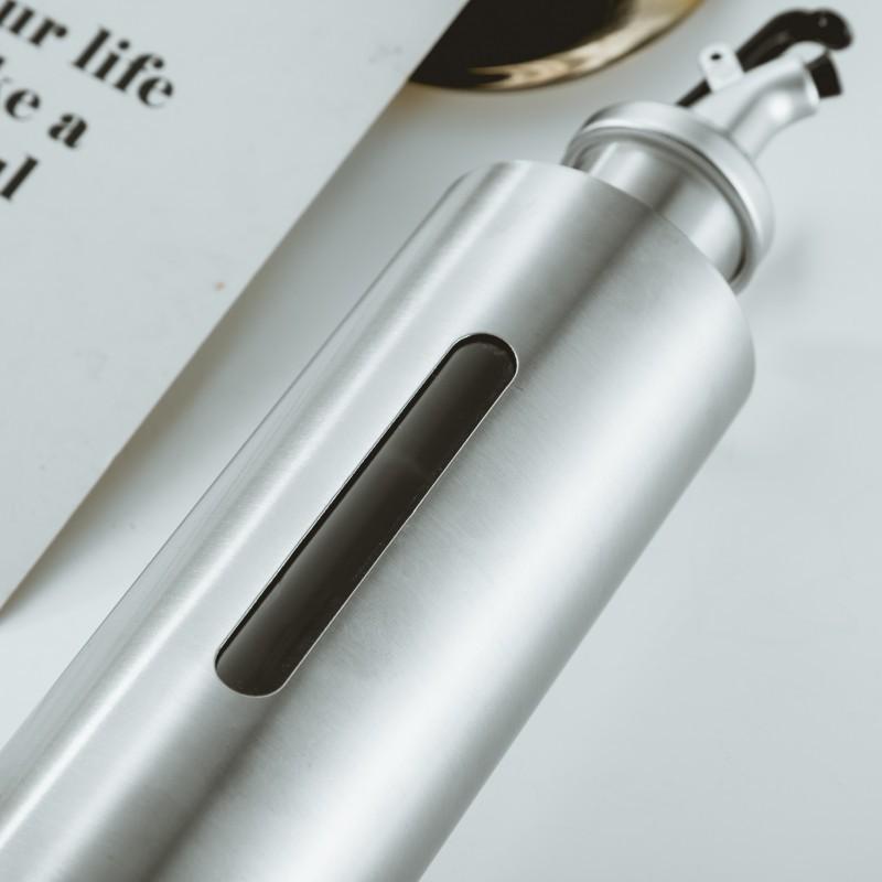 Stainless Steel Oil Dispenser Visible Control Kitchen Condiment Bottle for Soy Sauce Vinegar BBQ Gold Plated