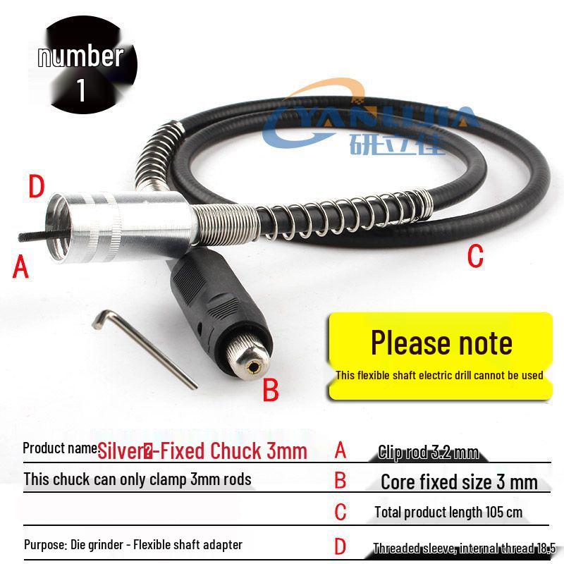 Electric Grinder with Flexible Shaft, Universal Chuck, and Metal Handle - Stainless Steel Electric Drill & Engraving Pen Spindle Tool.