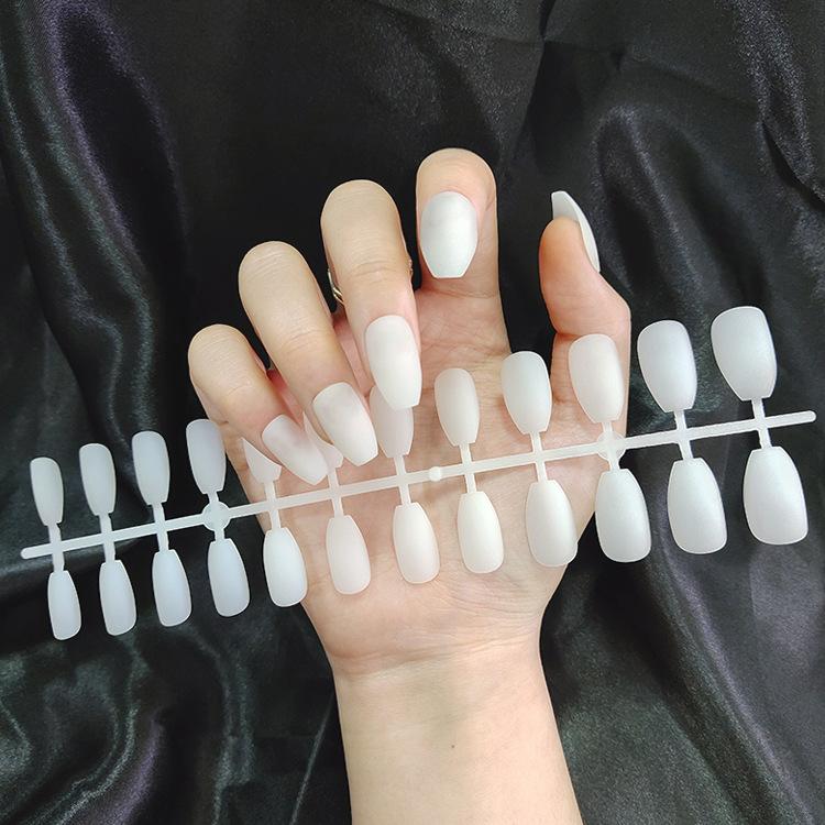 24pcs/set DIY Quick Nails Matte Frosted Long T Solid Color False Nails Multi-color Strips Finished Wear Manicure