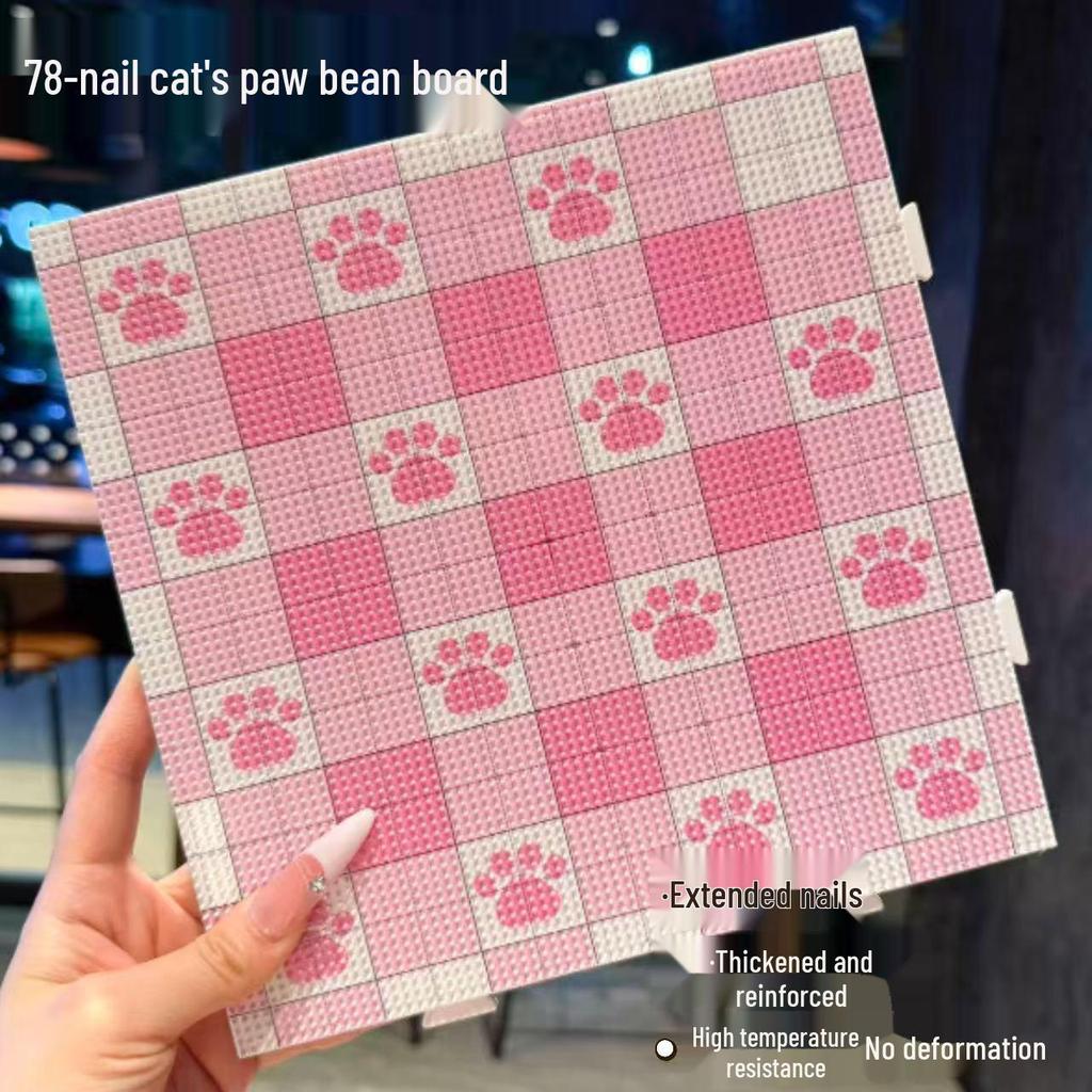 78-Pin Pink Cat Paw Perler Board – Thickened, Lengthened, High-Temperature Resistant, Non-Deforming, Splicable 2.6mm Drawing Line Pegboard