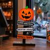 Halloween Atmosphere Props Wooden Sign Decoration, DIY Ghost Pumpkin Bat Tabletop Ornament with Table Decorations Spooky Slogans, Rustic for