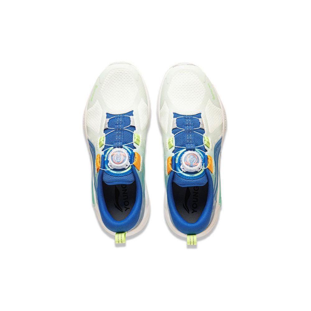 Li Ning Children Zhuque 1.0 Fabric Light Foam Low Top Running Shoes Kids Sneakers Blue White YKFU004-9