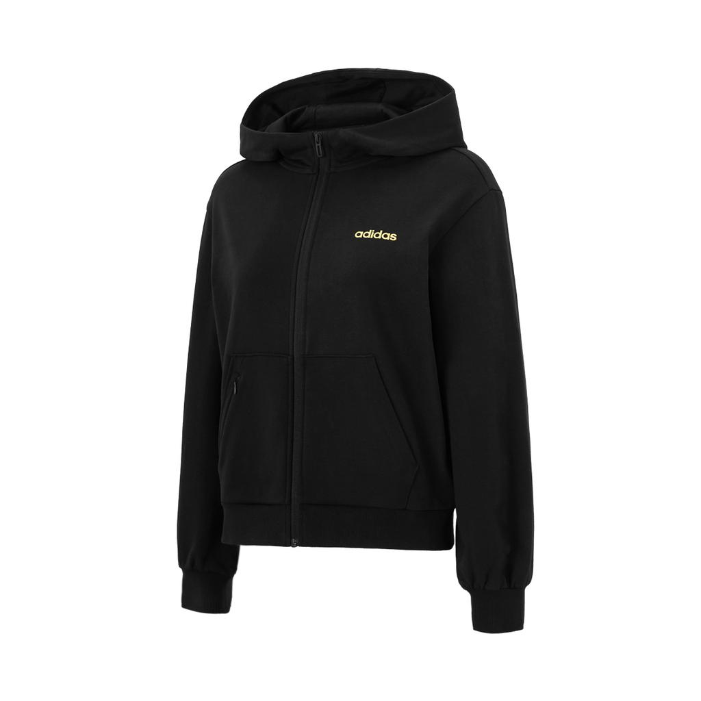 Adidas Hooded Zipper Comfortable Sweatshirt Women Sweatshirt Black KA1506
