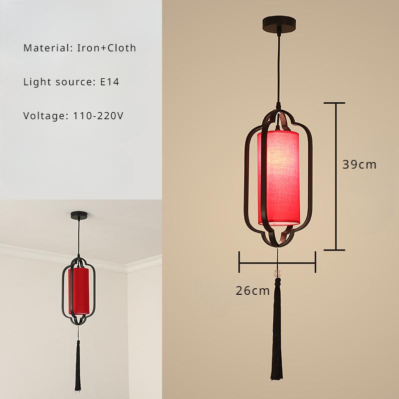 Chinese Lantern Chandelier Iron Fabric Restaurant Pendant Light Nordic Home Decor Bedroom Board Balcony Corridor Bar Led Lights