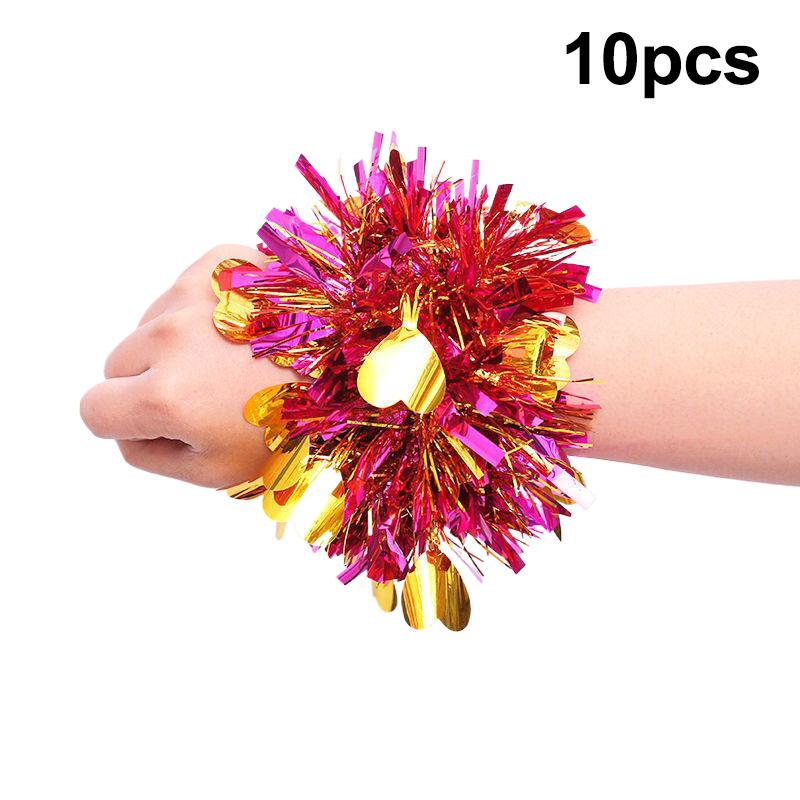 10 Stück Buntes Lametta Armband Elastisches Band Erwachsene Kinder Universal Tanzaufführung Requisite Cheerleading Team Lametta Armband