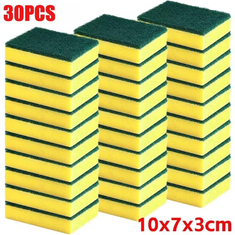 50PCS Strong Absorbent Thickening Double-Sided Sponge Magic Cleaning Pot Rust Sponge Cleaning Brush Kitchen Grease Cleaning Tool