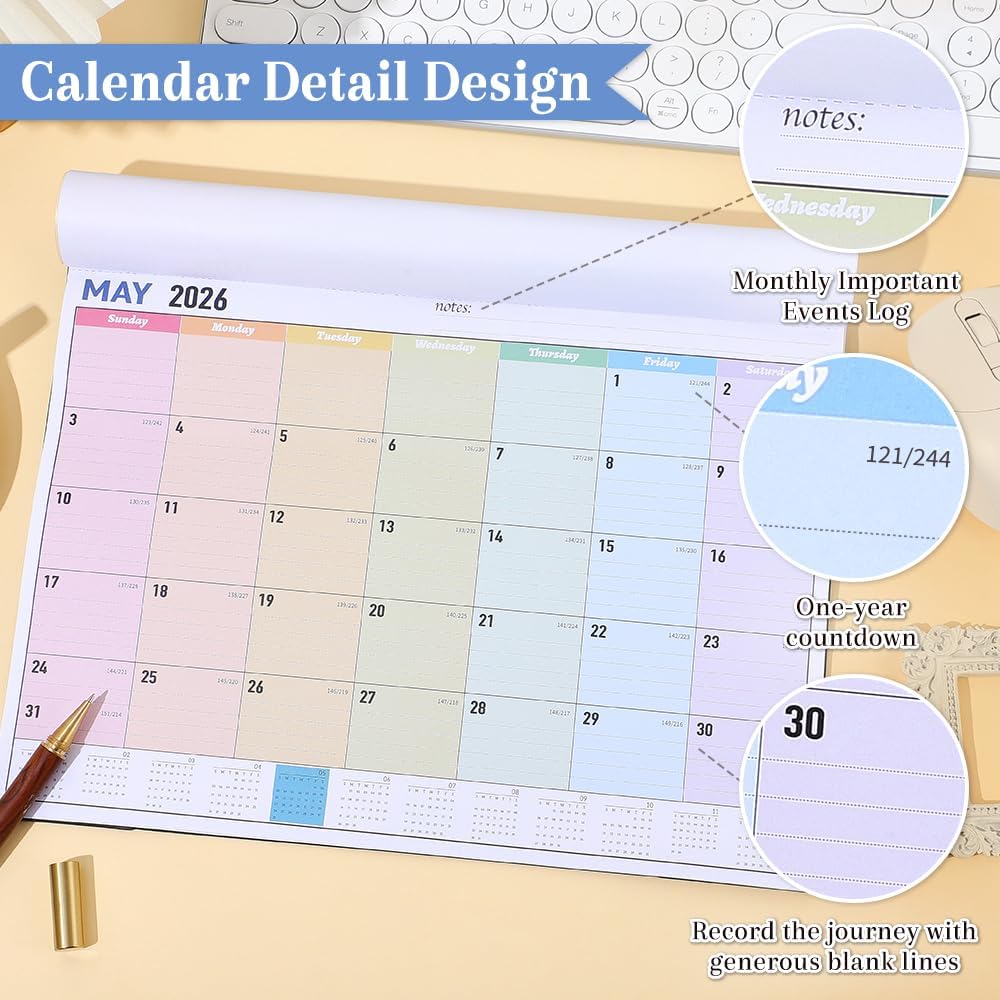 2026 Calendar Wall Calendar January-December Plan Calendar Festive Days Theme Wall Calendar 13“ X10” Wall Calendars for Office Home Planning &
