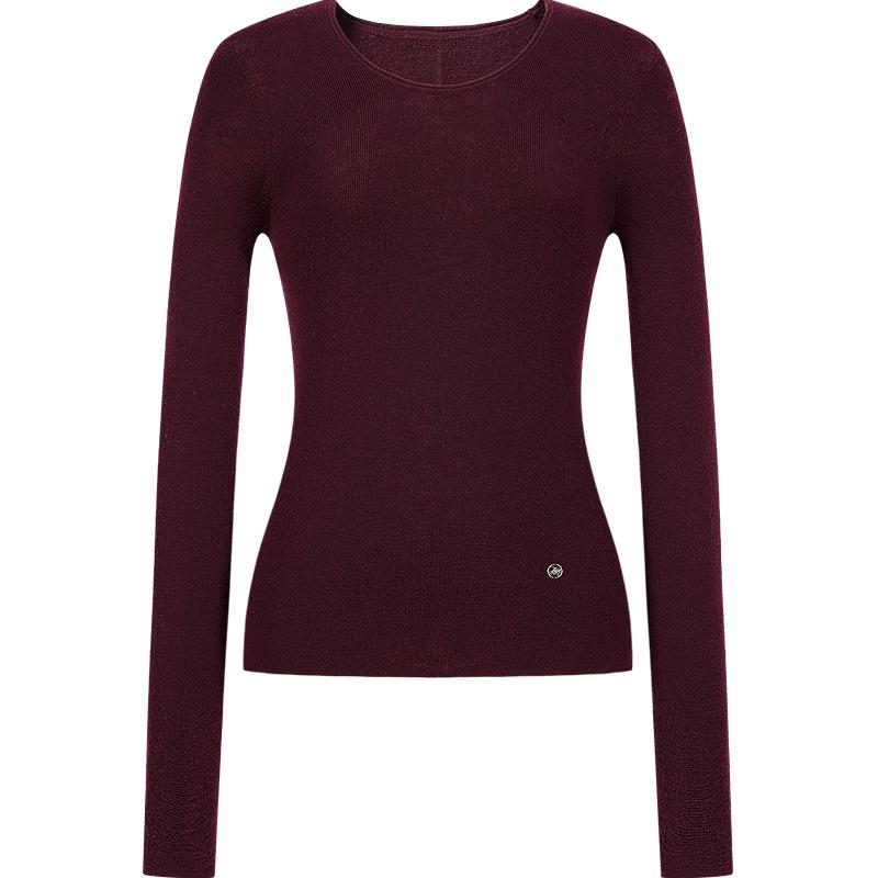 JUZI ANNACAU Women's Seamless Pure Wool Slim-Fit Knit Sweater