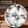Easy Clean Corrosion Resistant Dinnerware Stainless Steel Divided Platter, 4-grid Metal Dinner Tray, Portion Control Reusable Plate for Family