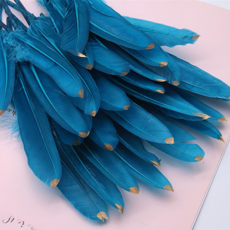 DIY Feather Jewelry Accessories: Large Floating Gold Feather, Small Straight Knife, Spray Gold Gradient Feather