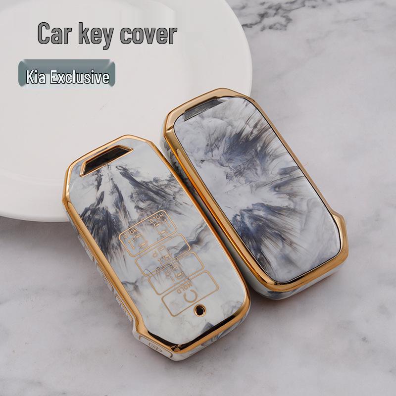 Gold-Inlaid Jade Key Case for Kia 22 Models: Anti-Drop, Stylish for Men & Women