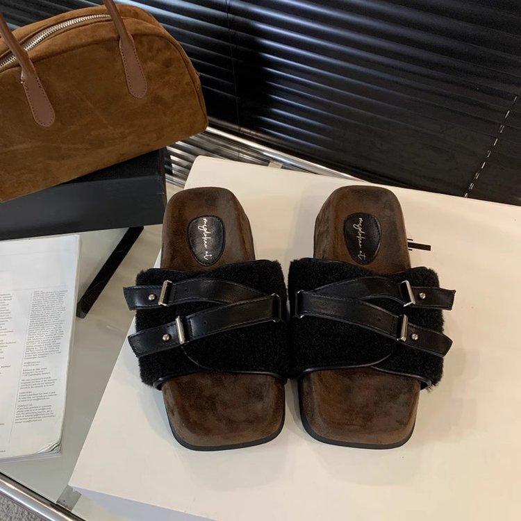 Fashion Flock Open Toe Slippers Women's Shoes Outdoor Slip-on Womens Thick-soled Shoes Hot Selling Leopard Print Women's Slippers