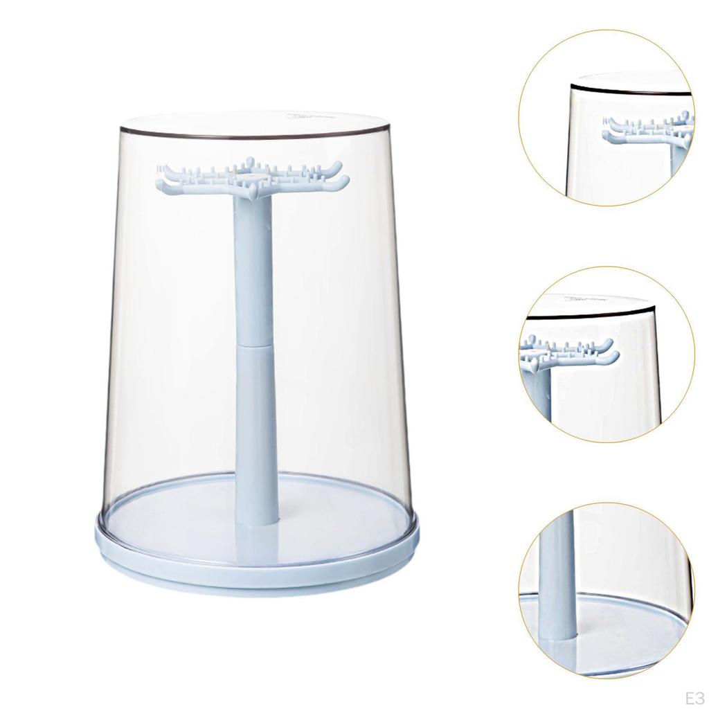 Figure Display Case Stand 360° Rotatable Countertop Versatile Necklace Hanger Doll Storage