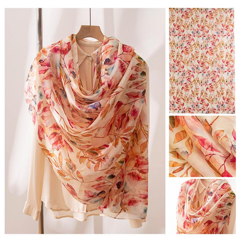 Summer new pure mulberry silk scarf shawl simple and versatile practical silk scarf cross-border scarf 176*110