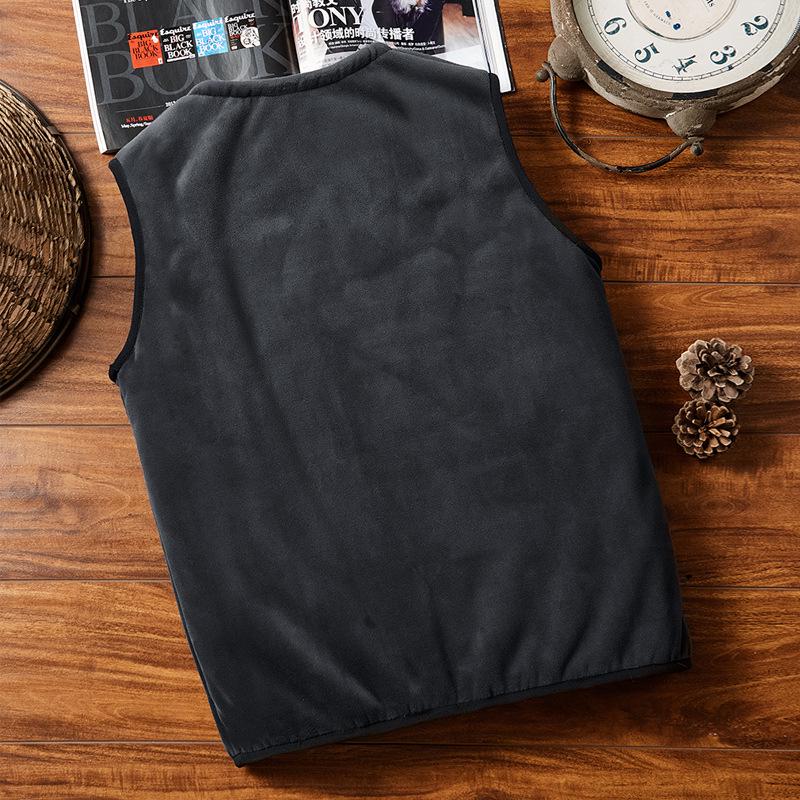 Men's Winter Fleece-Lined V-Neck Vest for Middle-Aged and Elderly