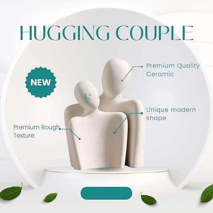 Couple Family Statue | Ceramic Thinker Sculpture | Home Decor Items for Living Room Show Piece | Table Artifact (Hugging Couple)