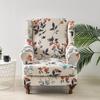 Spandex Wingback Chair Covers Stretch Wing Armchair Cover with Seat Cushion Cover Elastic Sofa Slipcover Flower Print Sofa Cover
