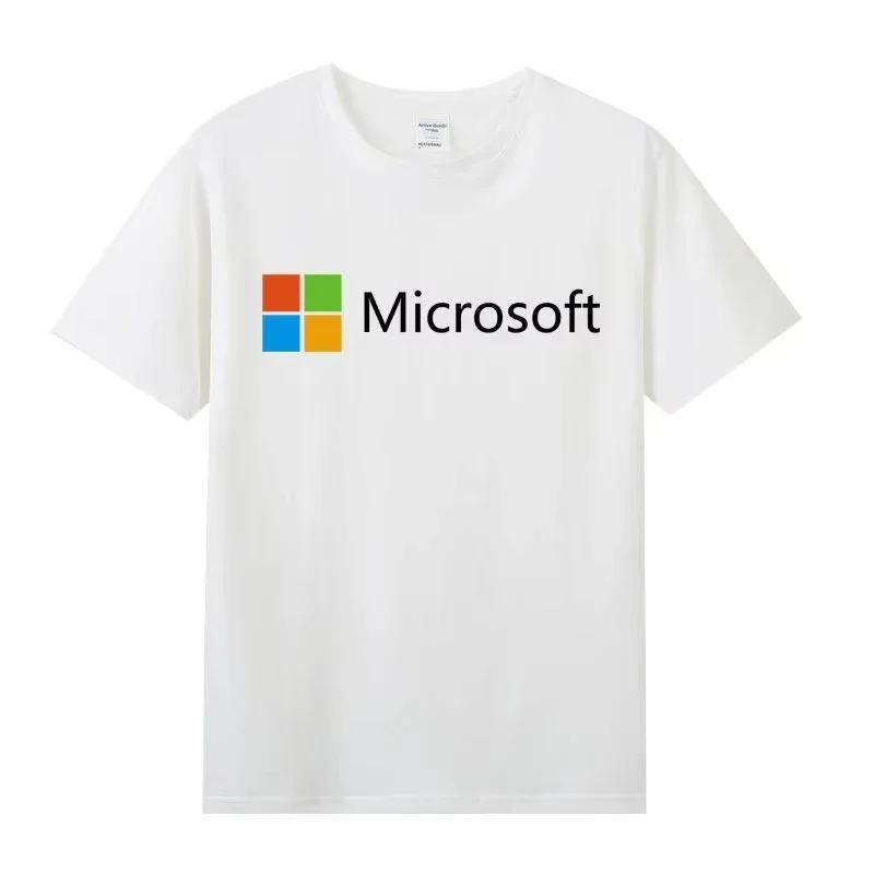 

Microsofftt Windows Google Short Sleeve Summer New Fashion T-Shirt Teen Student Half Sleeve Male and Female Trend S