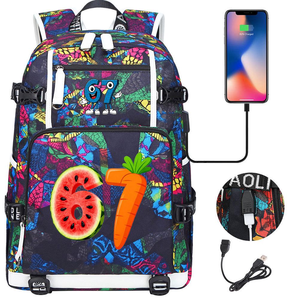USB Charging Backpack for Teen Students Travel Laptop Daypack 67 Gourmet Style Lightweight Water-Resistant Large Capacity