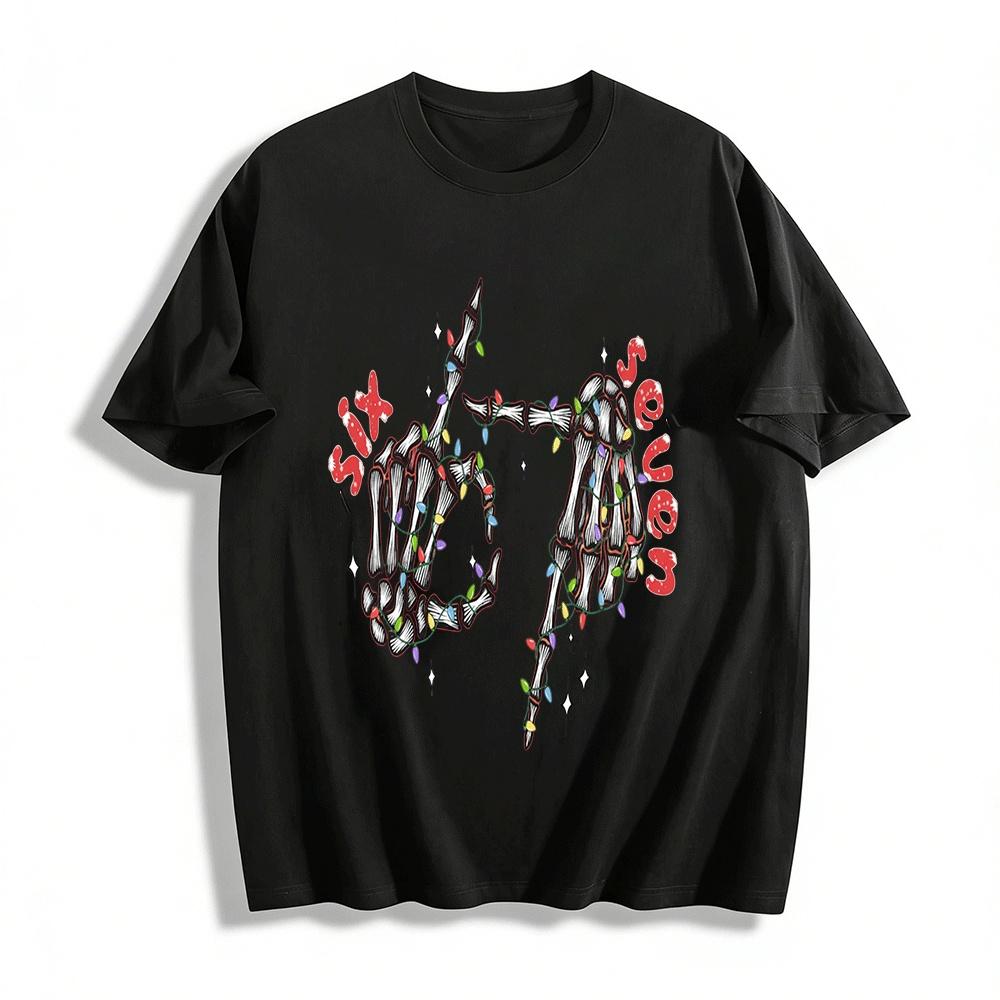 Christmas Skeleton Hand 67 Gesture Print Top Pure cotton T-shirt XXS