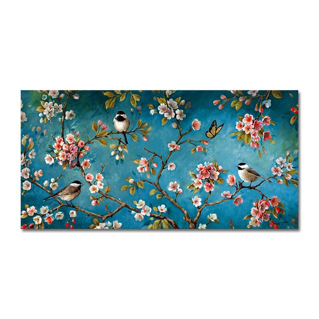 Classical Chinese Style Flower and Bird Landscape Canvas Painting Wall Art Picture Posters and Prints for Living Room Home Decor No Frame